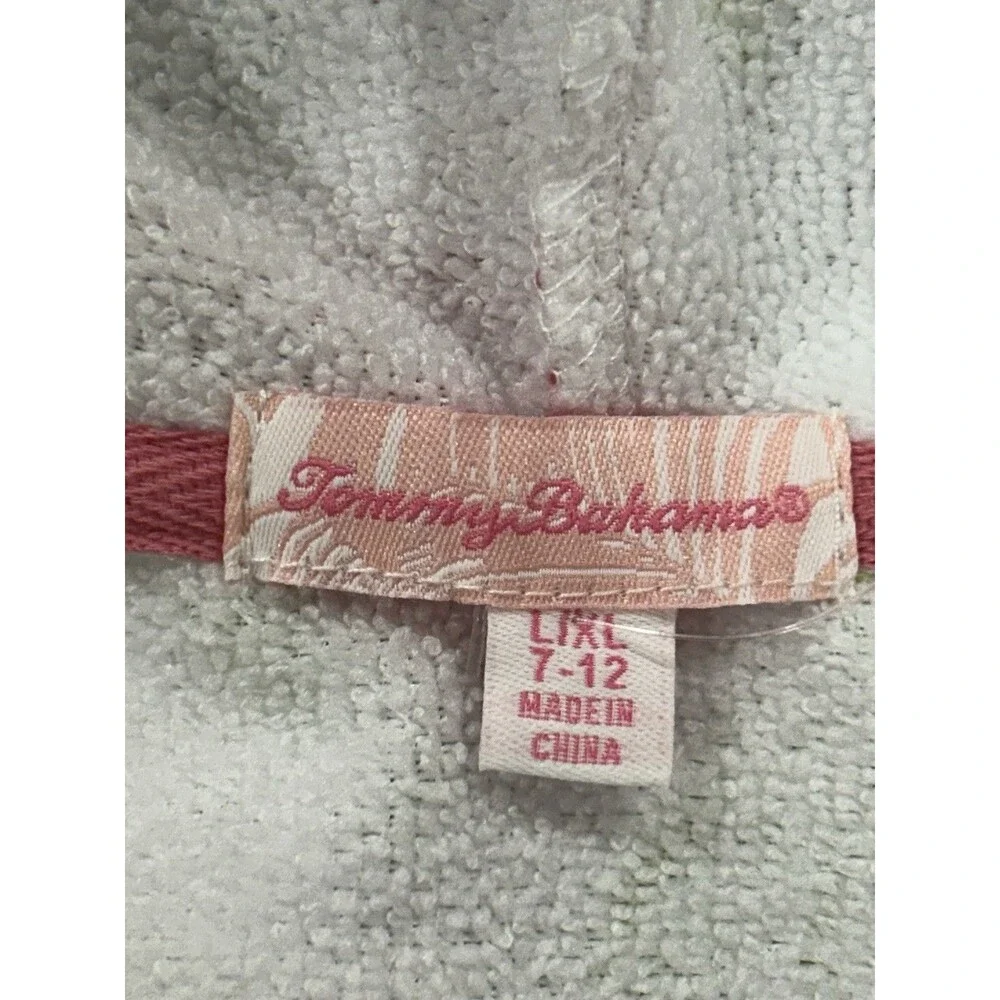 Girls Tommy Bahama Zip Terry Swim Cover Up Floral Print Size L/XL 7-12 Hooded